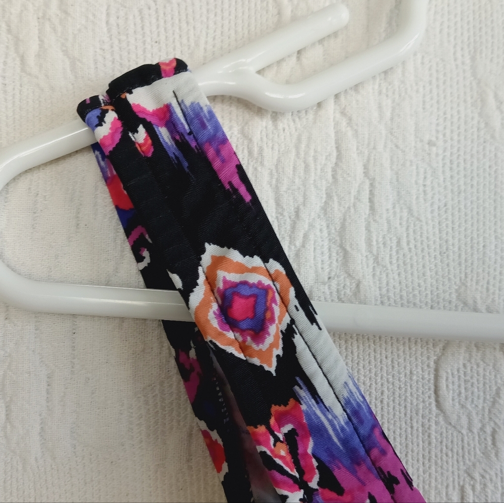 Purple Tribal Print Swimsuit Tummy Control Ruched Padded Cup Modest Medium - Picture 6 of 14